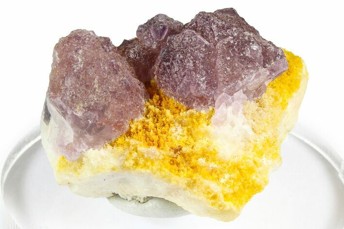 Purple Stepped-Octahedral Fluorite on Quartz - Lupita Mine #368301